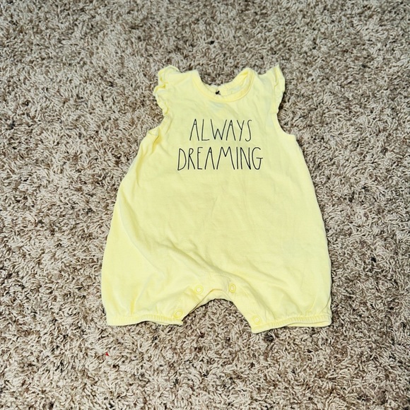 Rae Dunn Romper 0-3m 3 Month 0-3 Yellow One Piece Outfit - Picture 2 of 6